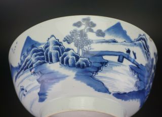 LARGE Antique Chinese Blue and White Porcelain Punch Bowl QIANLONG 18th C 2
