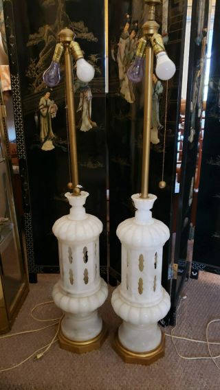 Monumental Alabaster Lamps Art Deco