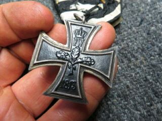 WWI IMPERIAL GERMAN MEDAL BAR - IRON CROSS - BADEN SILVER SERVICE MEDAL - HONOR CROSS 5
