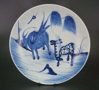 28cm Large Antique Chinese Blue And White Porcelain Plate Diana Cargo C1817 Qing