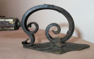 antique ornate handmade Gothic wrought iron bronze electric wall sconce fixture 6