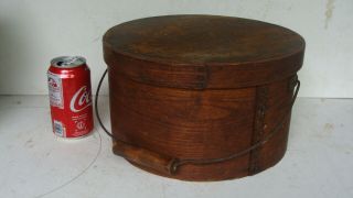 Large (11 5/8 " Diam) Thick Walled Bail Handled 19th C Pantry Box