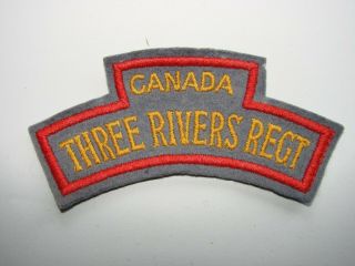 Canada Ww2 Cloth Shoulder Title The Three Rivers Regiment