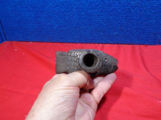 CARVED STONE EFFIGY FISH PIPE 2