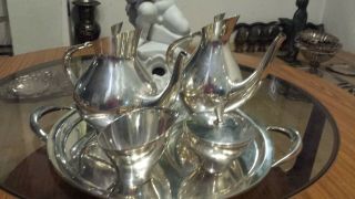 1475g high class STERLING SILVER PLAIN STYLE COFFEE TEA SET 5 ITEMS 9