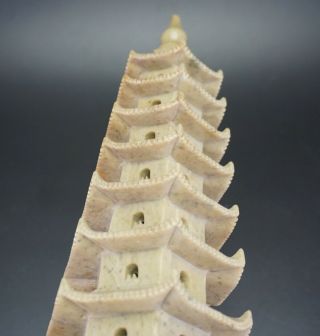 Very LARGE 42cm / 16.  5  Chinese Shoushan Soapstone Shrine Temple Pagoda 10