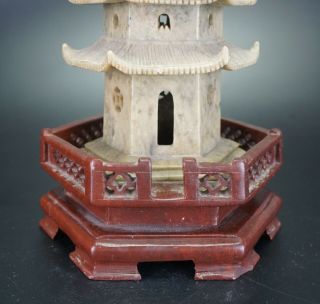 Very LARGE 42cm / 16.  5  Chinese Shoushan Soapstone Shrine Temple Pagoda 2