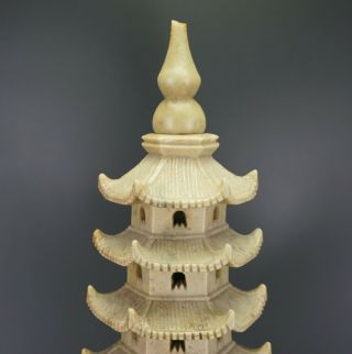 Very LARGE 42cm / 16.  5  Chinese Shoushan Soapstone Shrine Temple Pagoda 7