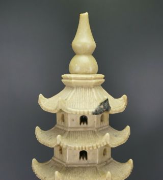 Very LARGE 42cm / 16.  5  Chinese Shoushan Soapstone Shrine Temple Pagoda 9
