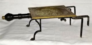 fireplace Trivet,  kettle stand,  Federal c1800,  brass,  wrought iron,  14 