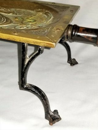 fireplace Trivet,  kettle stand,  Federal c1800,  brass,  wrought iron,  14 
