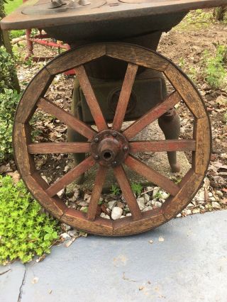 Antique Wagon Iron Wrap Cart Wood 10 Spoke 21” Pioneer Wheel