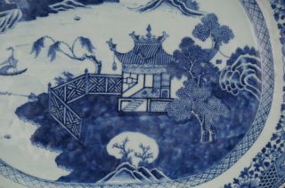 HUGE Antique Chinese Blue and White Porcelain Landscape Plate QIANLONG 18th C 3
