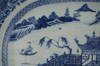 HUGE Antique Chinese Blue and White Porcelain Landscape Plate QIANLONG 18th C 4
