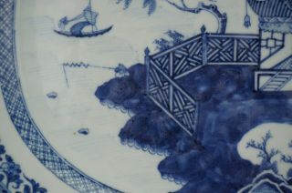 HUGE Antique Chinese Blue and White Porcelain Landscape Plate QIANLONG 18th C 5