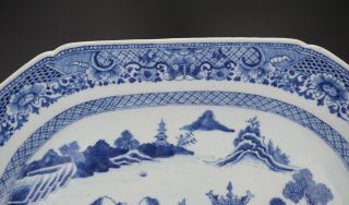 HUGE Antique Chinese Blue and White Porcelain Landscape Plate QIANLONG 18th C 6