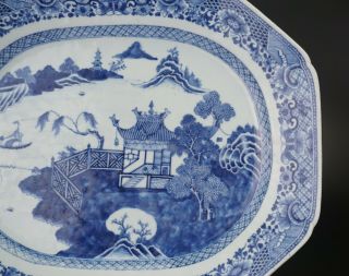HUGE Antique Chinese Blue and White Porcelain Landscape Plate QIANLONG 18th C 7