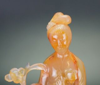 Antique Chinese Agate Hardstone Carving Guanyin Immortal Figurine 19th/20th C 10