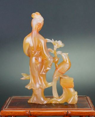 Antique Chinese Agate Hardstone Carving Guanyin Immortal Figurine 19th/20th C 3