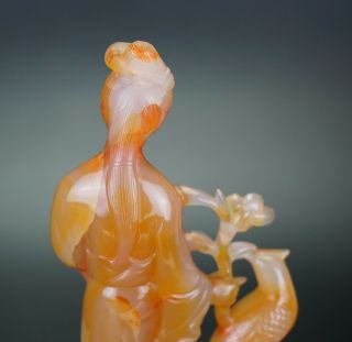 Antique Chinese Agate Hardstone Carving Guanyin Immortal Figurine 19th/20th C 4