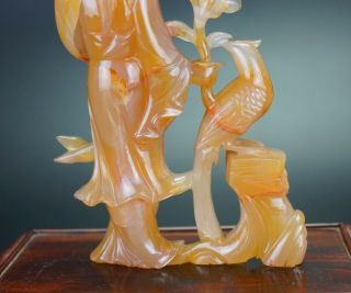 Antique Chinese Agate Hardstone Carving Guanyin Immortal Figurine 19th/20th C 5