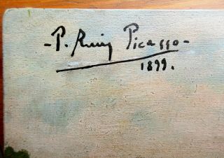 Pablo Picasso Vintage Rare Art Oil Painting Hand Signed 1899 No Print