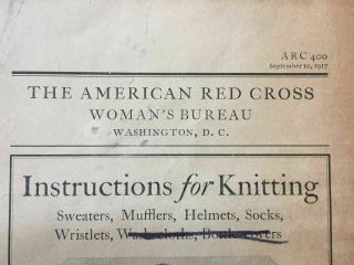 WWI US Army Red Cross knitted wool balaclava scarf w/rare instruction booklet 3