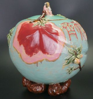 HUGE RARE Chinese Famille Rose Flambe Glaze Shiwan Longevity SHOU Jar & Cover 2