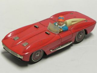 Ichiko Chevrolet Corvette Stingray Tin Toy Car 9 " Japan 1960s Batt Op Auto Latta