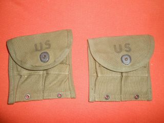 U.  S.  ARMY: 1950 2 Post US Army M1 Carbine pouches 2