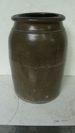 19th C salt glaze stoneware canning jar w cobalt,  Reppert Pa 2