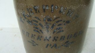19th C salt glaze stoneware canning jar w cobalt,  Reppert Pa 5