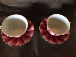 2 china Tea cups Giò Ponti,  Richard Ginori ' 30 years w.  saucers.  airbrush tech. 4