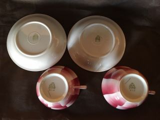 2 china Tea cups Giò Ponti,  Richard Ginori ' 30 years w.  saucers.  airbrush tech. 5
