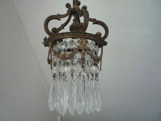 QUALITY ANTIQUE FRENCH CROWN TOP AND SWAG CRYSTAL CHANDELIER 2