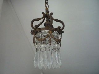 QUALITY ANTIQUE FRENCH CROWN TOP AND SWAG CRYSTAL CHANDELIER 3