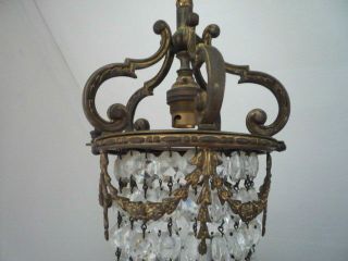 QUALITY ANTIQUE FRENCH CROWN TOP AND SWAG CRYSTAL CHANDELIER 5