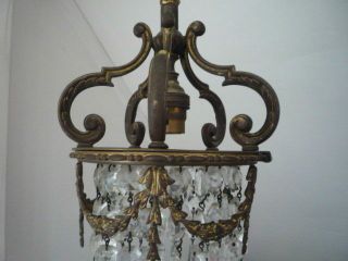QUALITY ANTIQUE FRENCH CROWN TOP AND SWAG CRYSTAL CHANDELIER 7