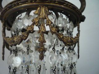 QUALITY ANTIQUE FRENCH CROWN TOP AND SWAG CRYSTAL CHANDELIER 9