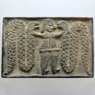 Circa 100 Bc Bactria Stone Relief Plaque Depicting Hercules Kiling Snakes