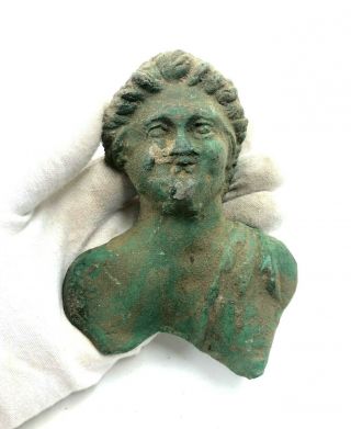 Roman Ca.  200 Ad Legionary Bronze Bust Possibly Of A Emperor - Helmet Mount R100