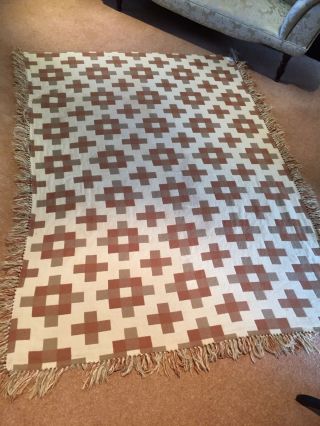 Welsh Wool Vintage Mid Century Cambrian Mill Blanket Bedspread Tapestry 2