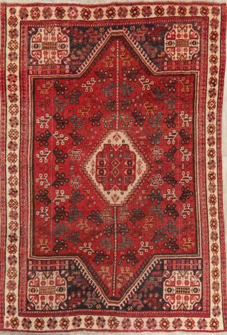 Antique Persian Tribal Abadeh Rug Hand - Knotted Geometric Oriental Carpet 6 X 9