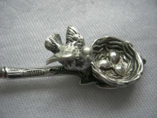 Gorham Sterling 1865 Bird On Nest Mustard Spoon / Ladle,  With Bird,  Head Up