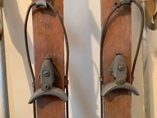 Rare Vintage Wooden Skis and Poles 3