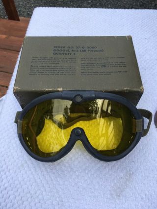 Vintage Wwii U.  S.  Army M - 1944 Goggles Polaroid With Box Extra Lenses
