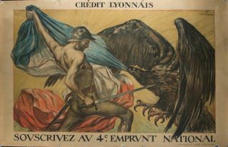 1918 Credit Lyonnais French Poster France Jules Faivre Wwi Vintage