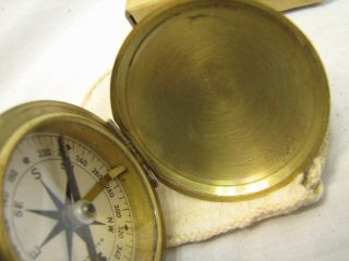 WWII US Army Military Waltham Brass Pocket Field Compass and Pouch 3