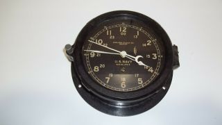 Chelsea 6 Inch Dial Military Clock - U.  S.  Navy Clock Pre - Ww2 - Runs