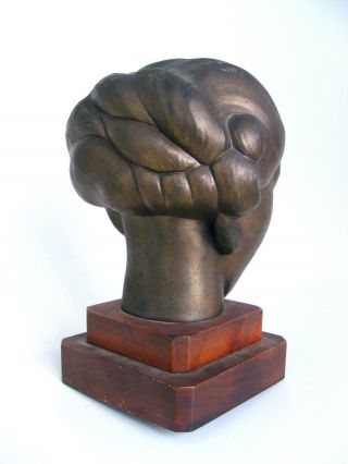 Antique 1920s Art Deco FRANKART Bronze Clad Bust of a Young Lady 3